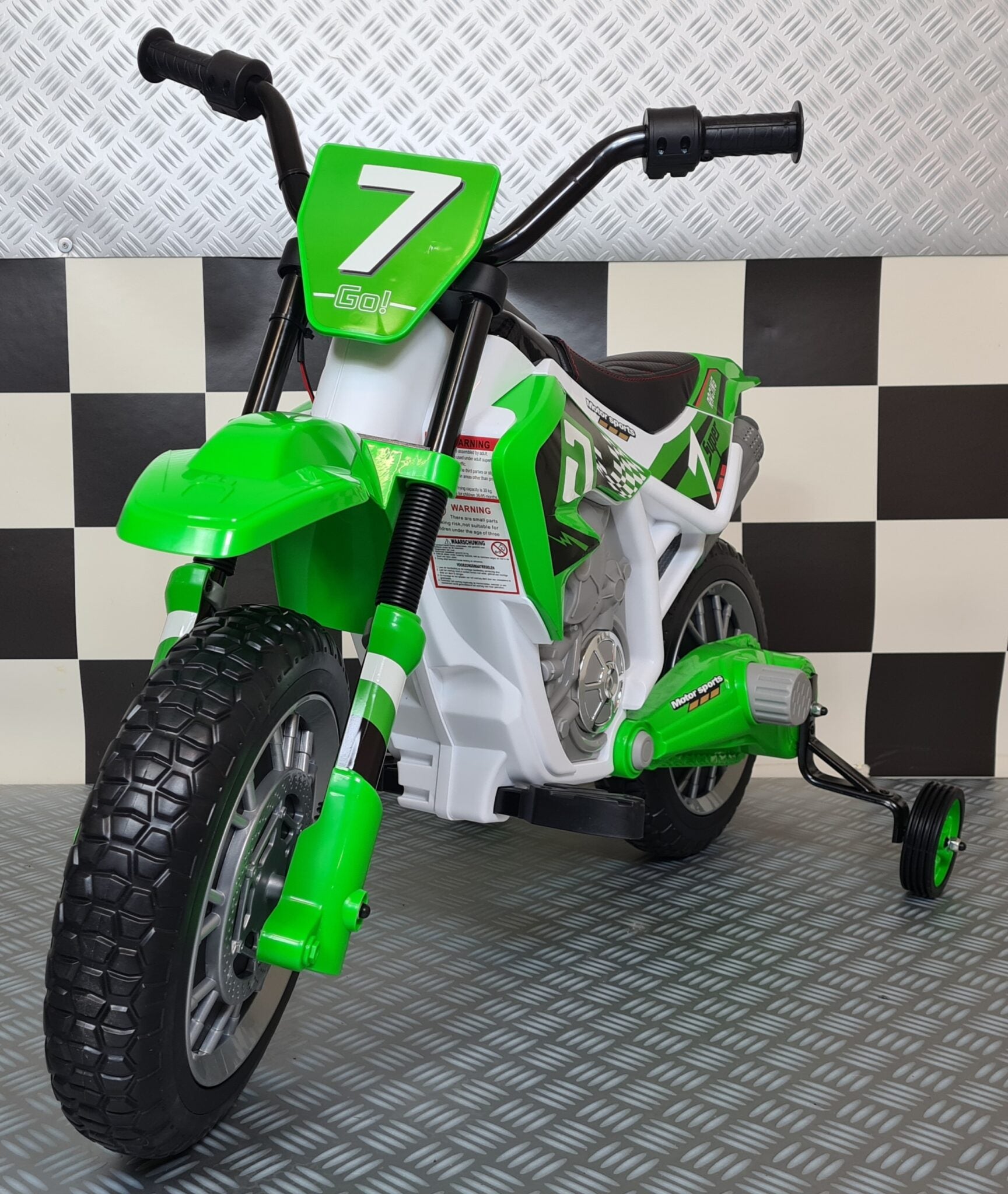 Kinder crossmotor 12 volt groen