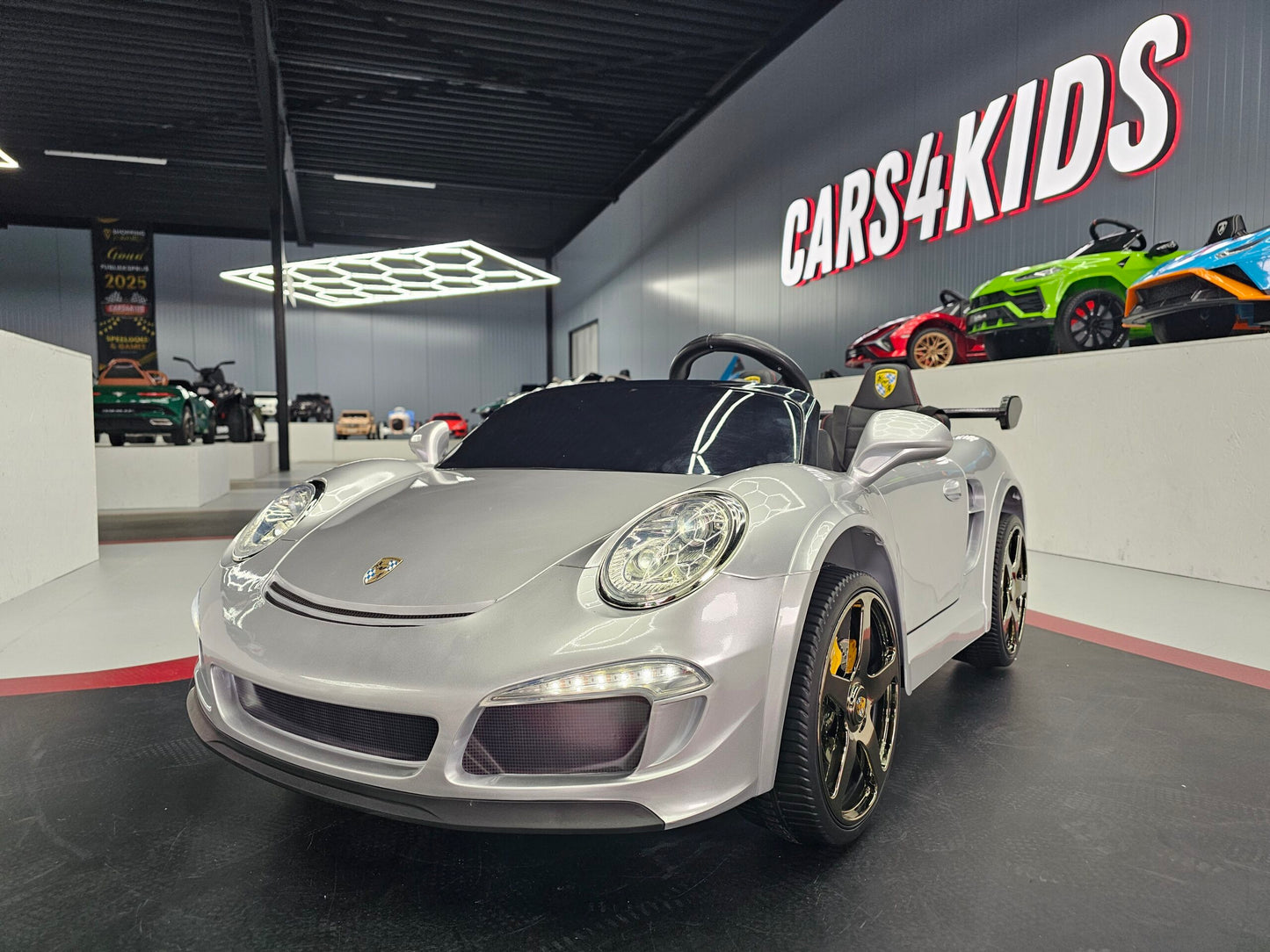 Kinderauto Porsche RUF 24 volt metallic zilver