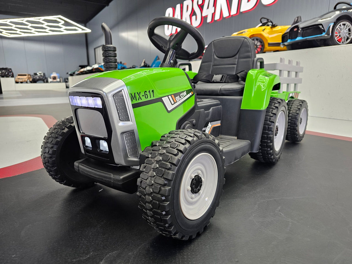 Kinder accu tractor 12 volt met aanhanger en RC groen