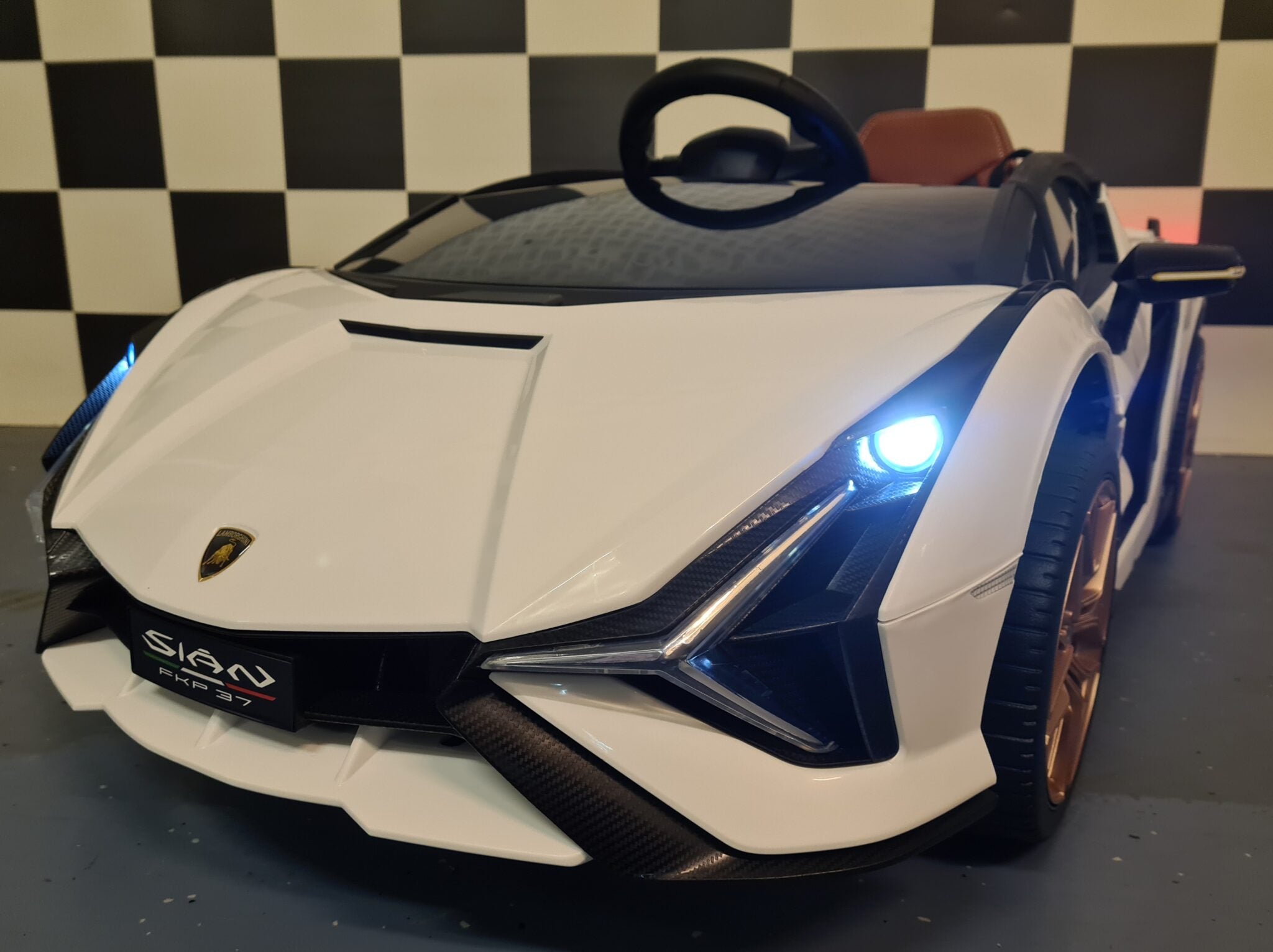 Kinderauto Lamborghini Sian 12 volt met afstandsbediening wit