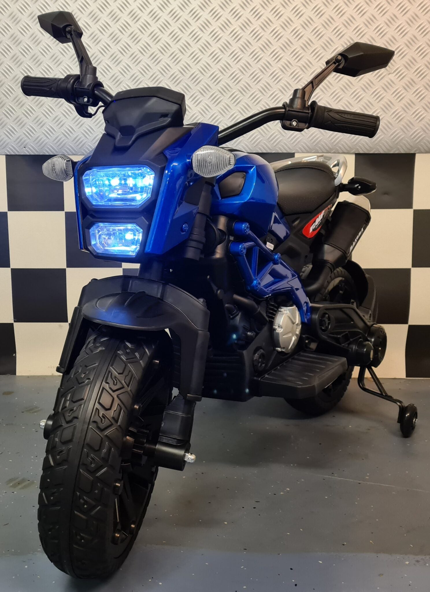 Kindermotor Grom Superbike 12 volt metallic blauw