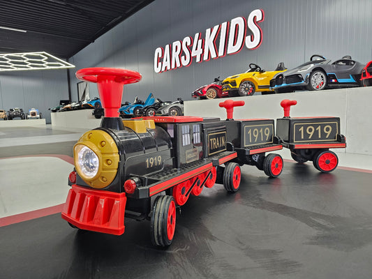 Elektrische kindertrein 12volt met 2 wagons en softstart