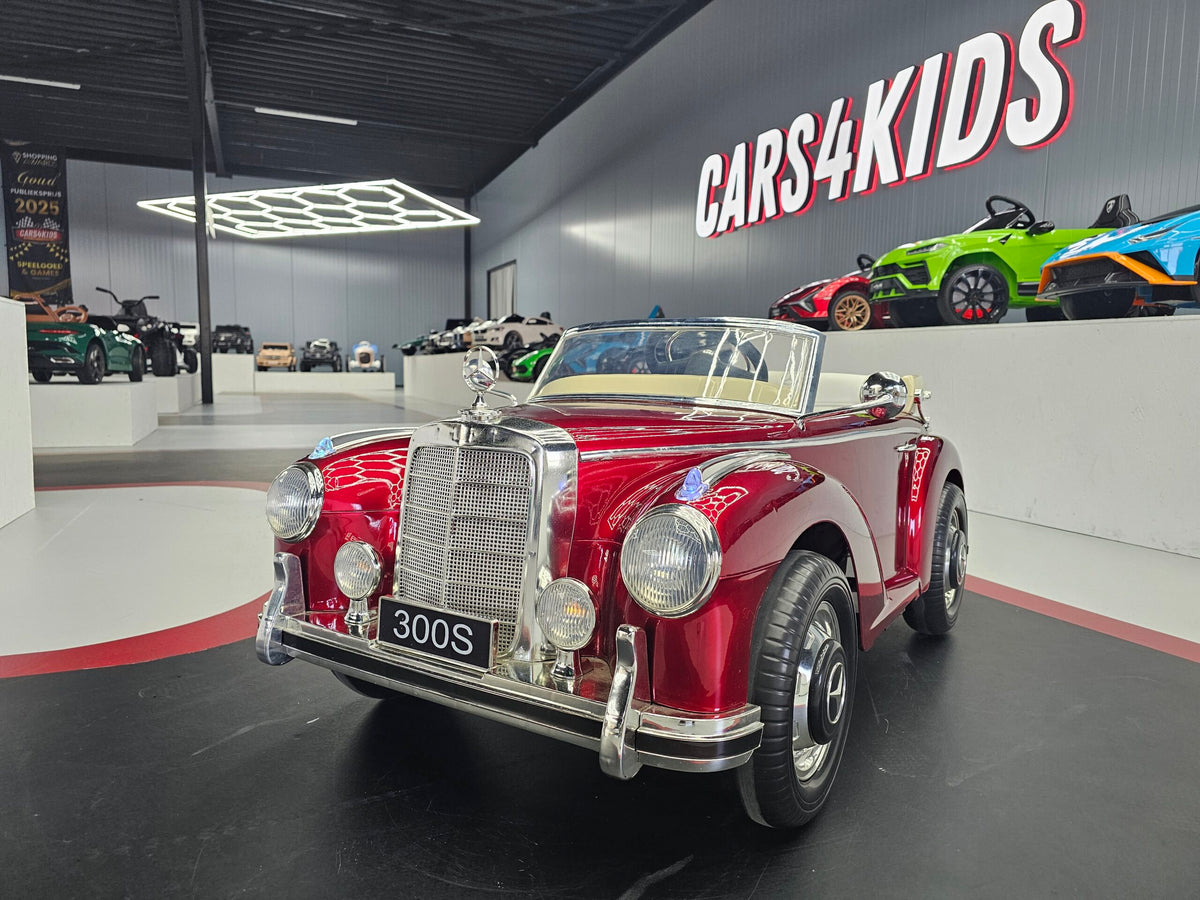 Mercedes 300S accu kinderauto 12 volt metallic rood
