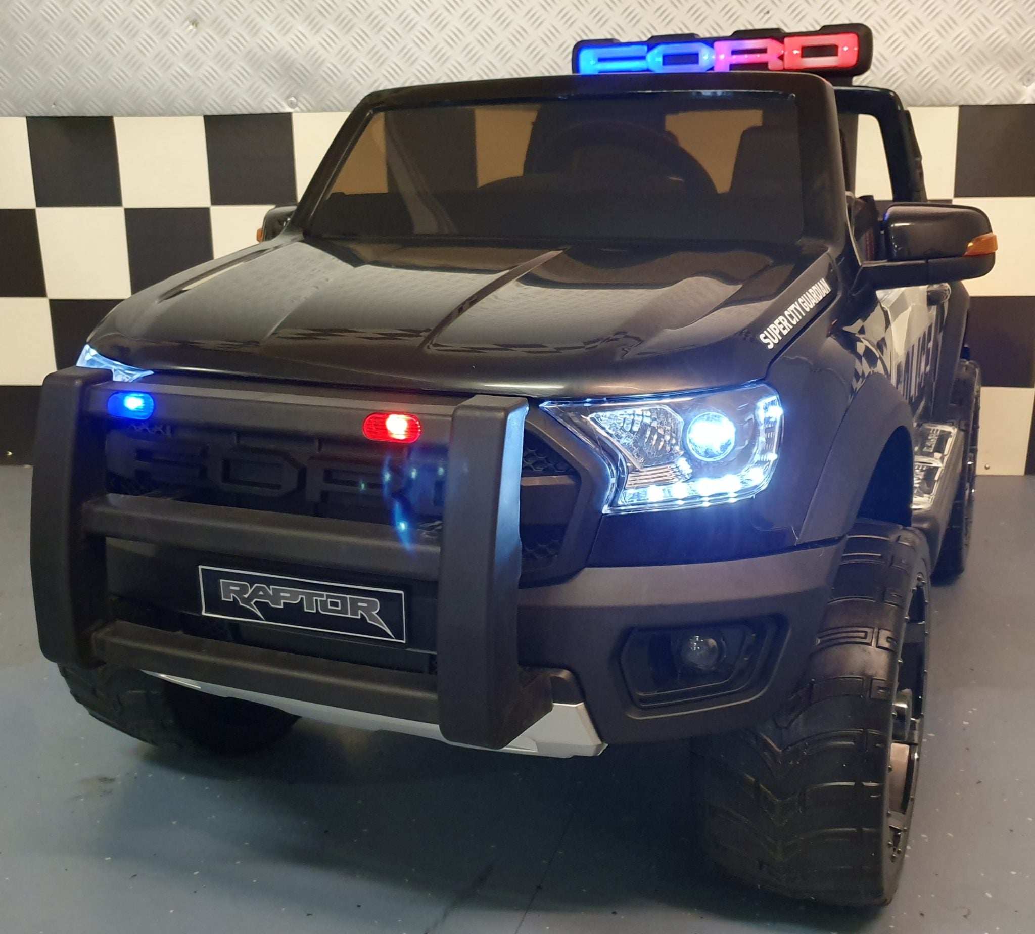 Elektrische kinderauto Ford Raptor politie 12 volt