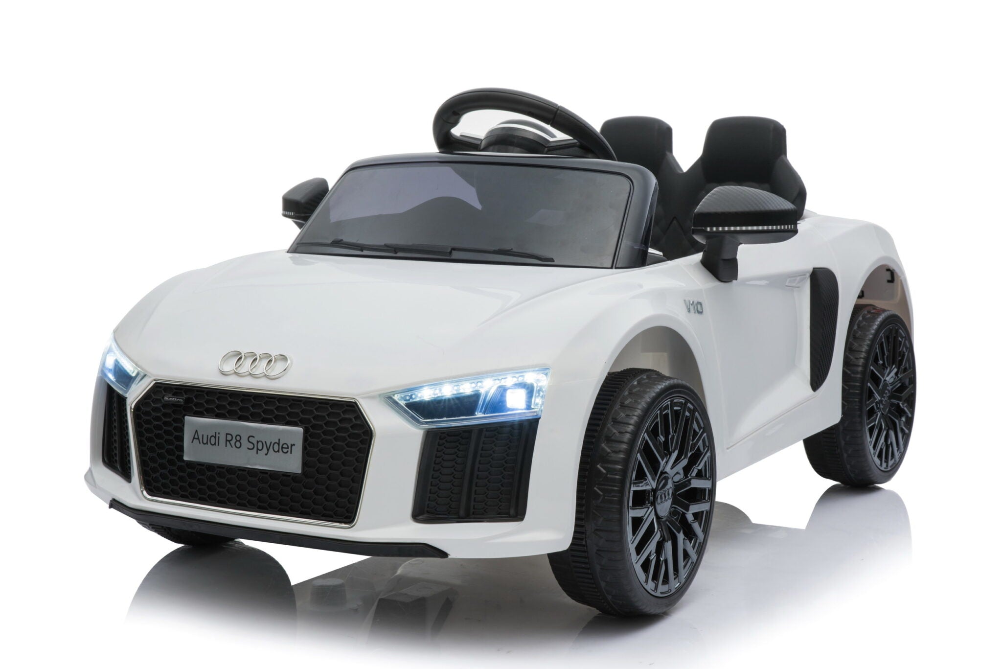 Kinderauto Audi R8 met RC en 12 volt Wit 1 persoons