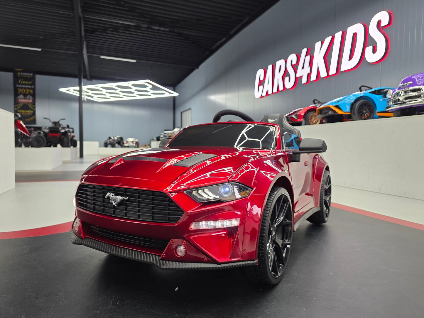 Kinderauto Ford Mustang 24 volt drift en RC metallic rood