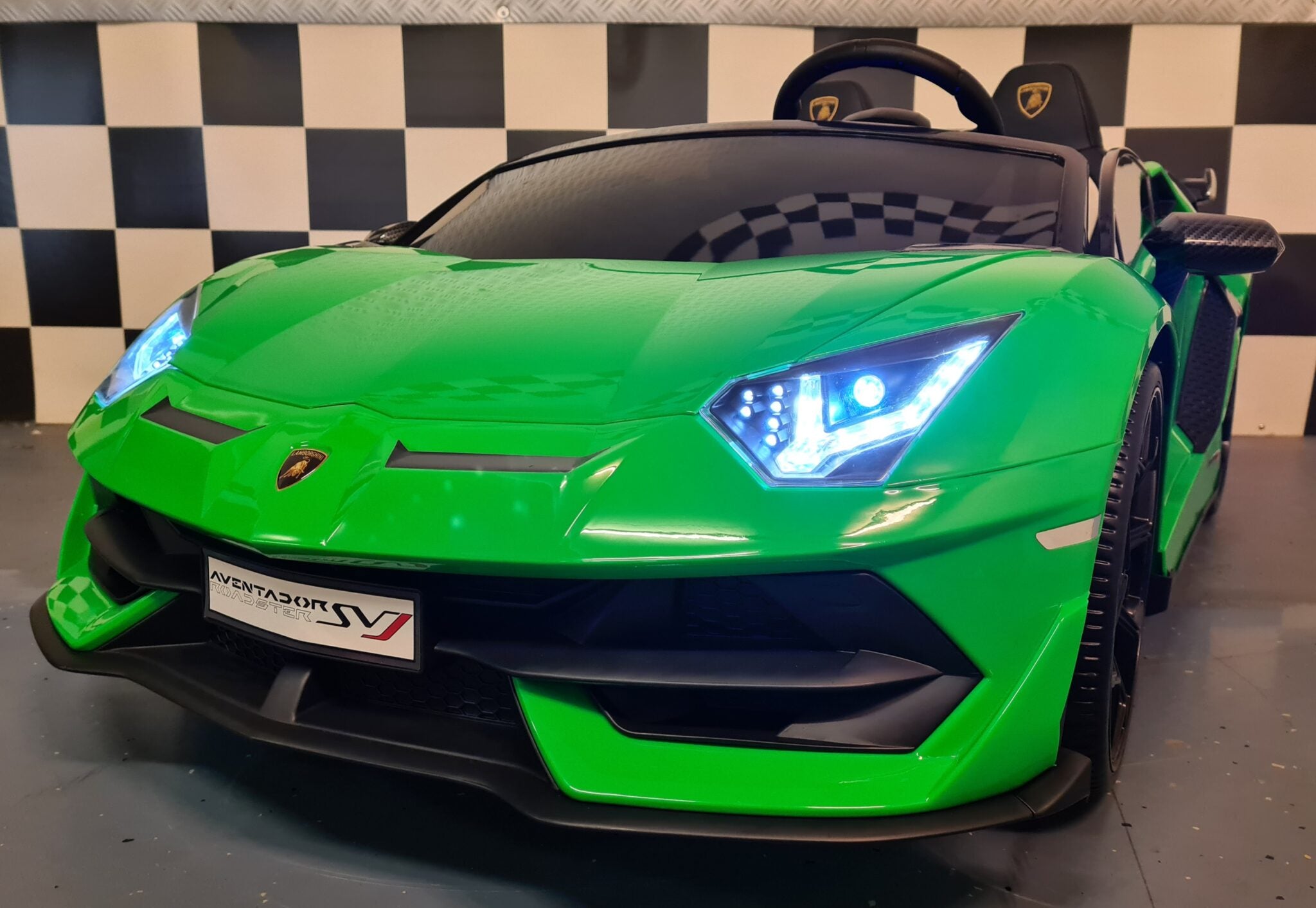 Elektrische Lamborghini kinderauto 2 persoons 12v met afstandsbediening metallic groen