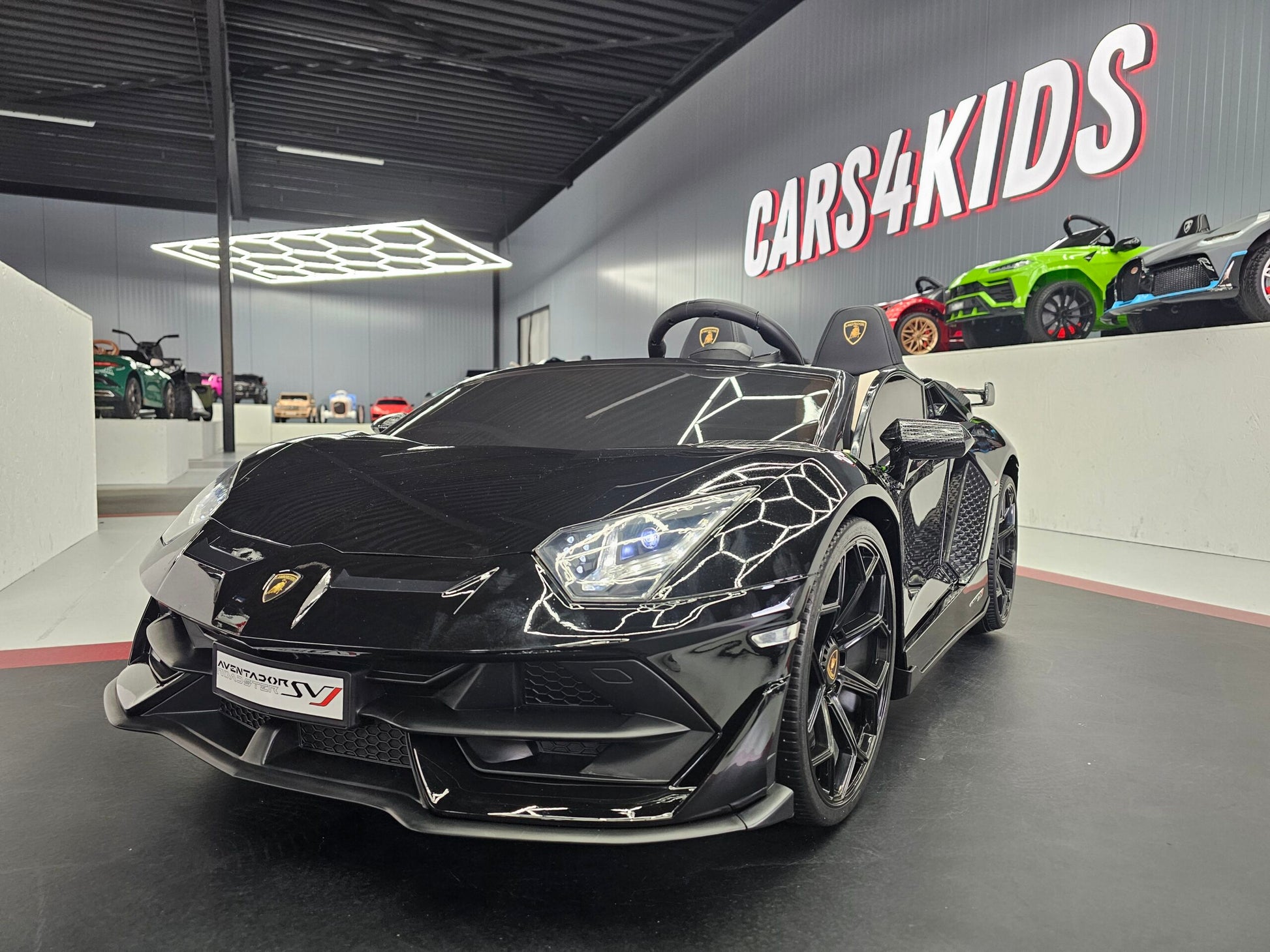 24 volt Lamborghini Aventador 2 persoons met drift metallic zwart