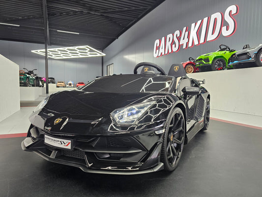 24 volt Lamborghini Aventador 2 persoons met drift metallic zwart