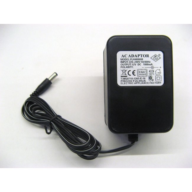 Oplader 12 volt 1000ma met ronde plug