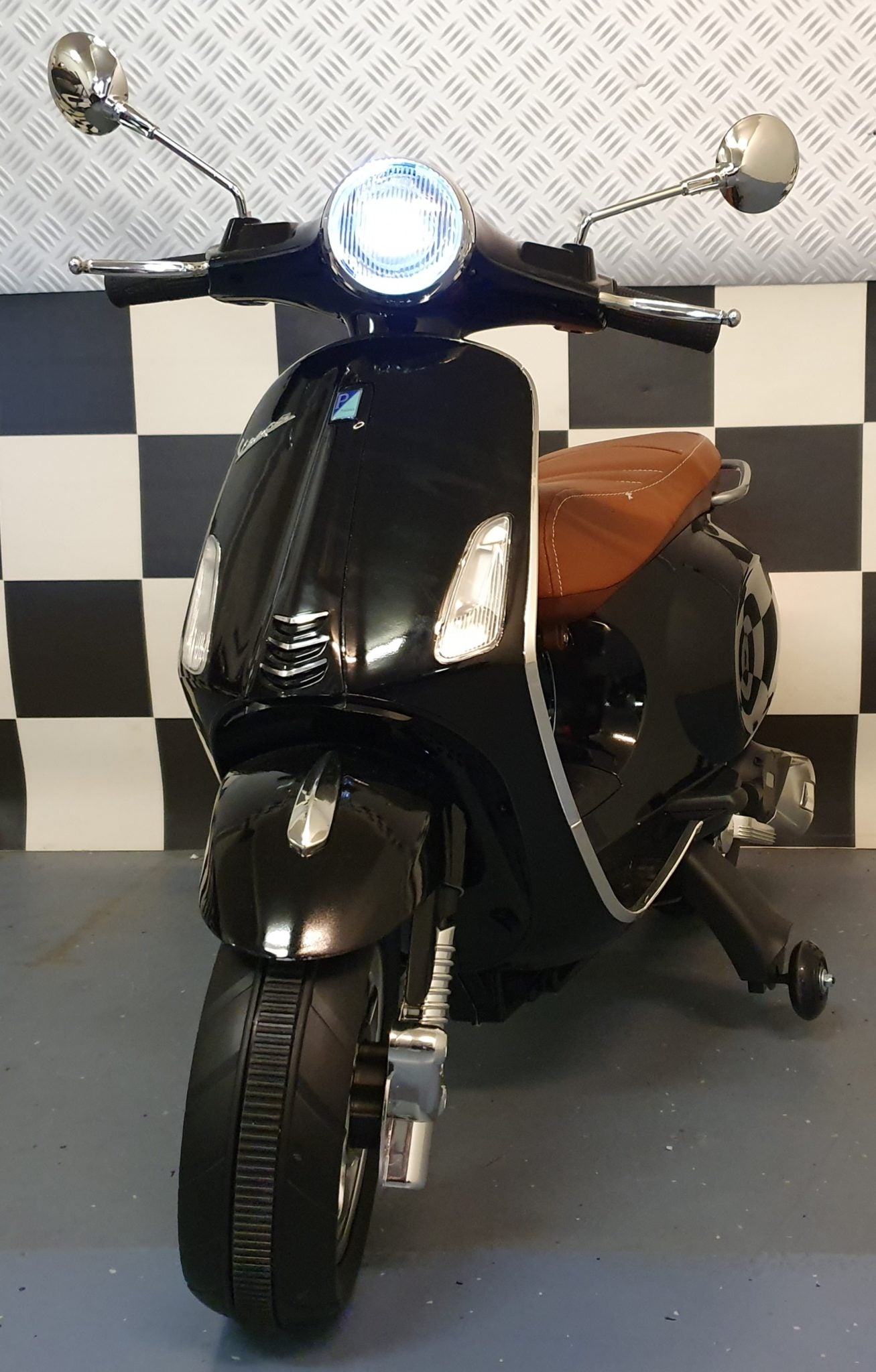 Elektrische Vespa kinderscooter Primavera 12 volt metallic zwart