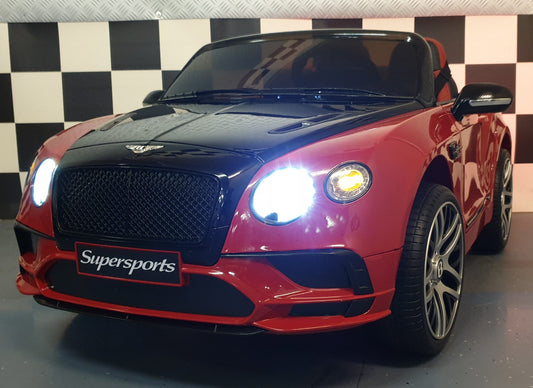 Accu kinderauto Bentley Continental 1,5 persoons zwart-rood