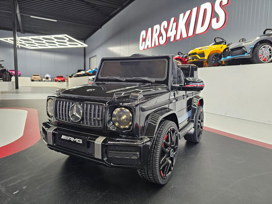 Kinderauto Mercedes G63 12V zwart met soft start 1 persoons