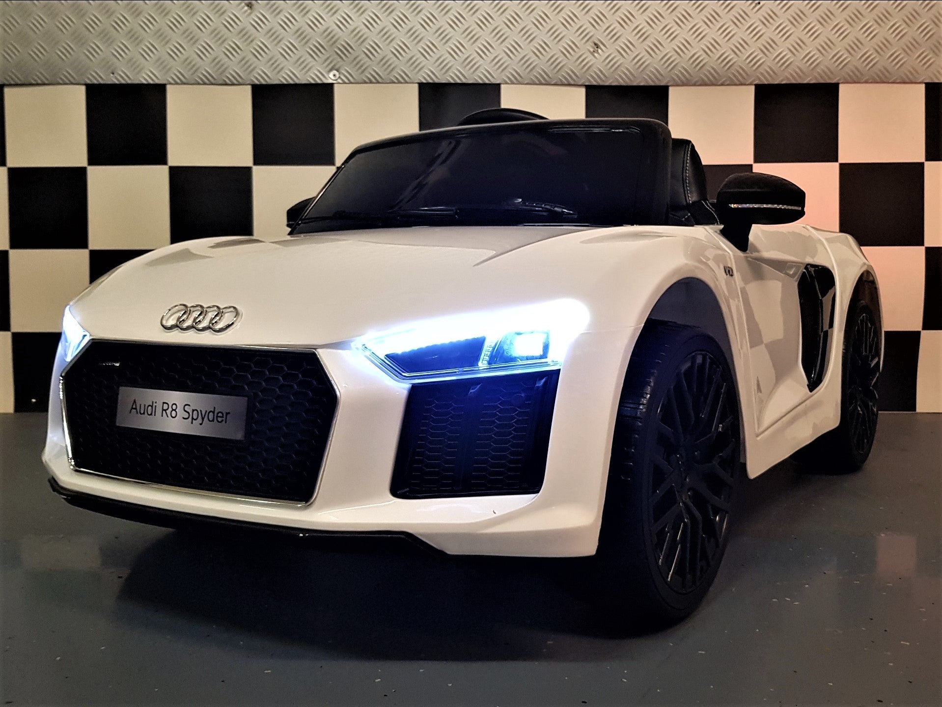 Audi R8 Spyder elektrische kinderauto 12V 2.4G RC wit
