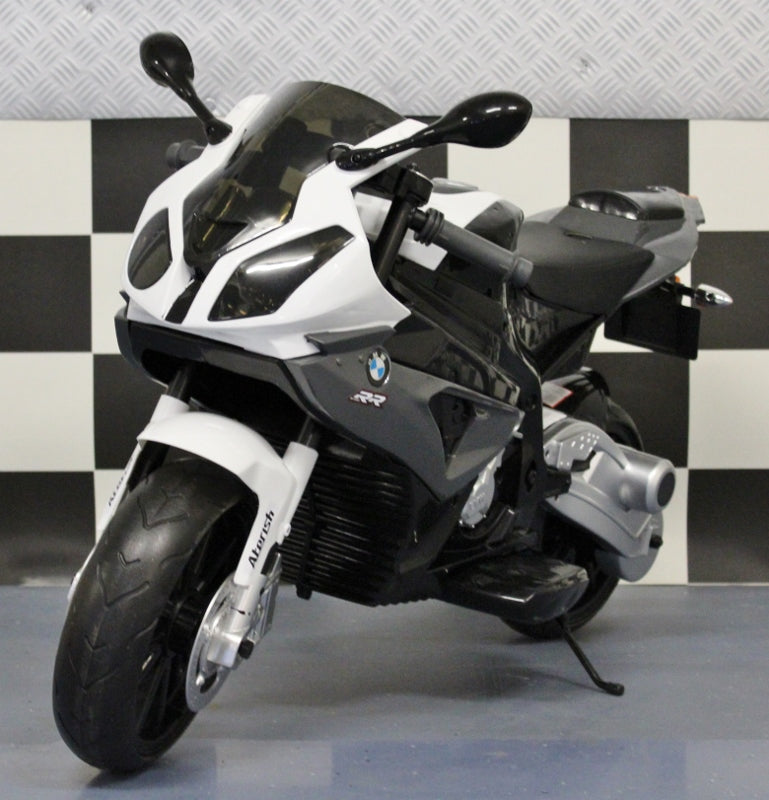 BMW kindermotor S1000 RR 12 volt rubberen banden grijs