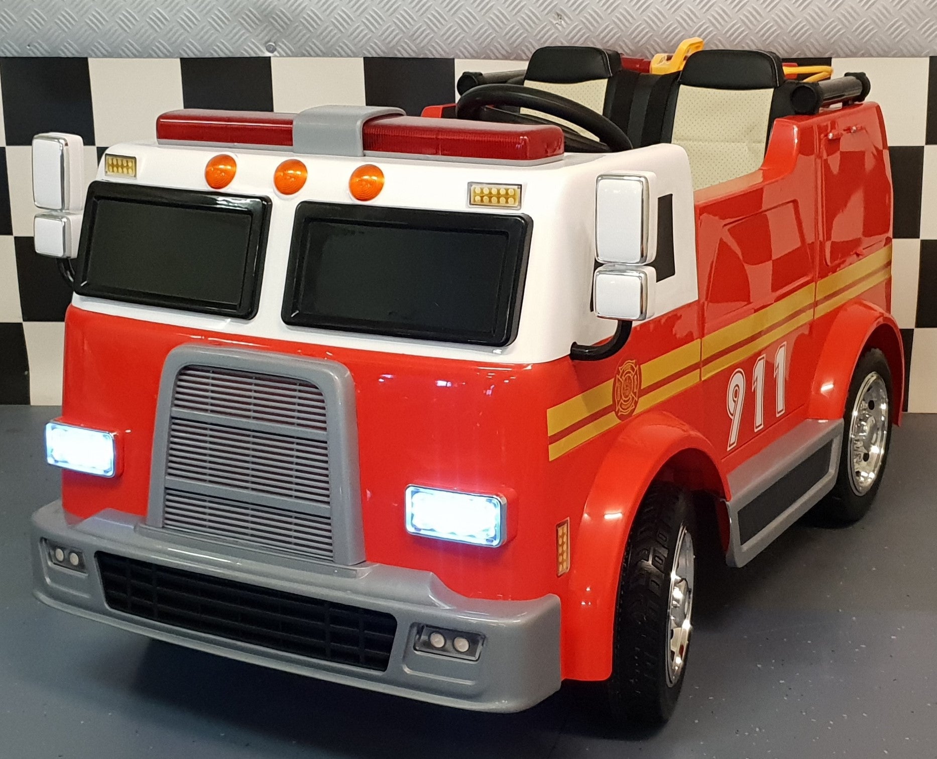 2 persoons elektrische brandweer kinderauto 12V 2.4G RC
