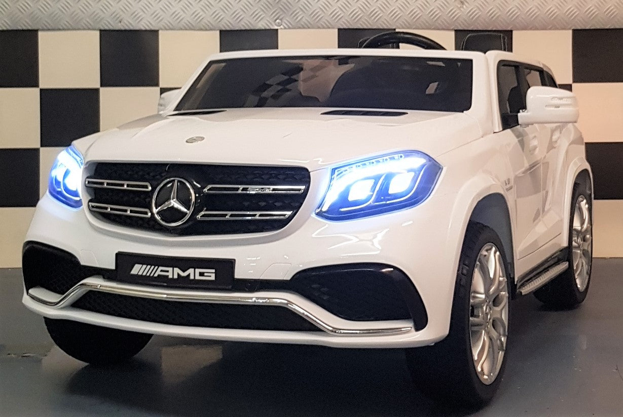 2 persoons kinderauto Mercedes GLS63 wit 4WD 2x12V