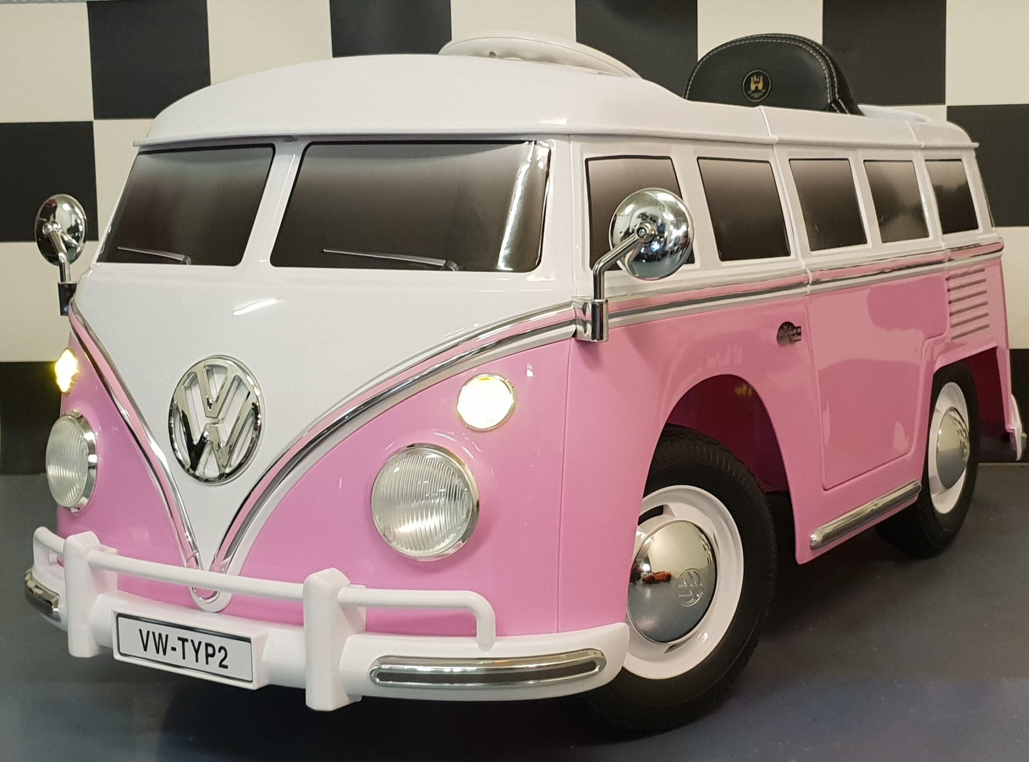 Volkswagen kinderauto T1 kinderbus 12V 2.4G RC roze